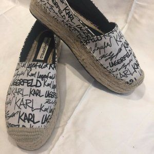 NWOT KARL LAGERFELD GRAFFITI PLATFORM ESPADRILLES